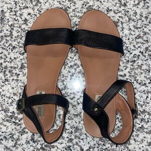 Flat Black Strappy Steve Madden Sandals